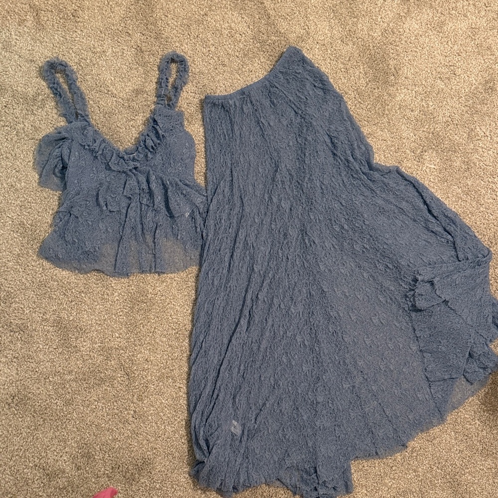 Zara - Chic Blue Maxi Skirt